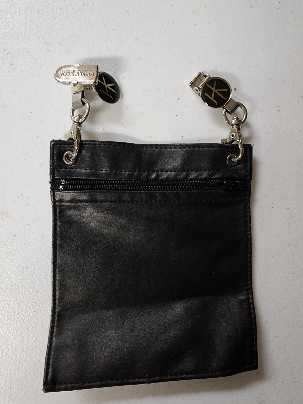 Hip KLIPS Black Leather Clip-On Utility Pouch
